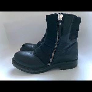 Diesel black leather biker boots size 38 FR 6,5 US